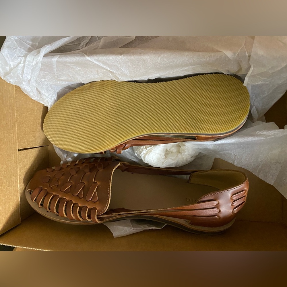 SOLD NEW NISOLO Womens Huarache Leather Sandals In Brandy $138 MSRP - Picture 9 of 13